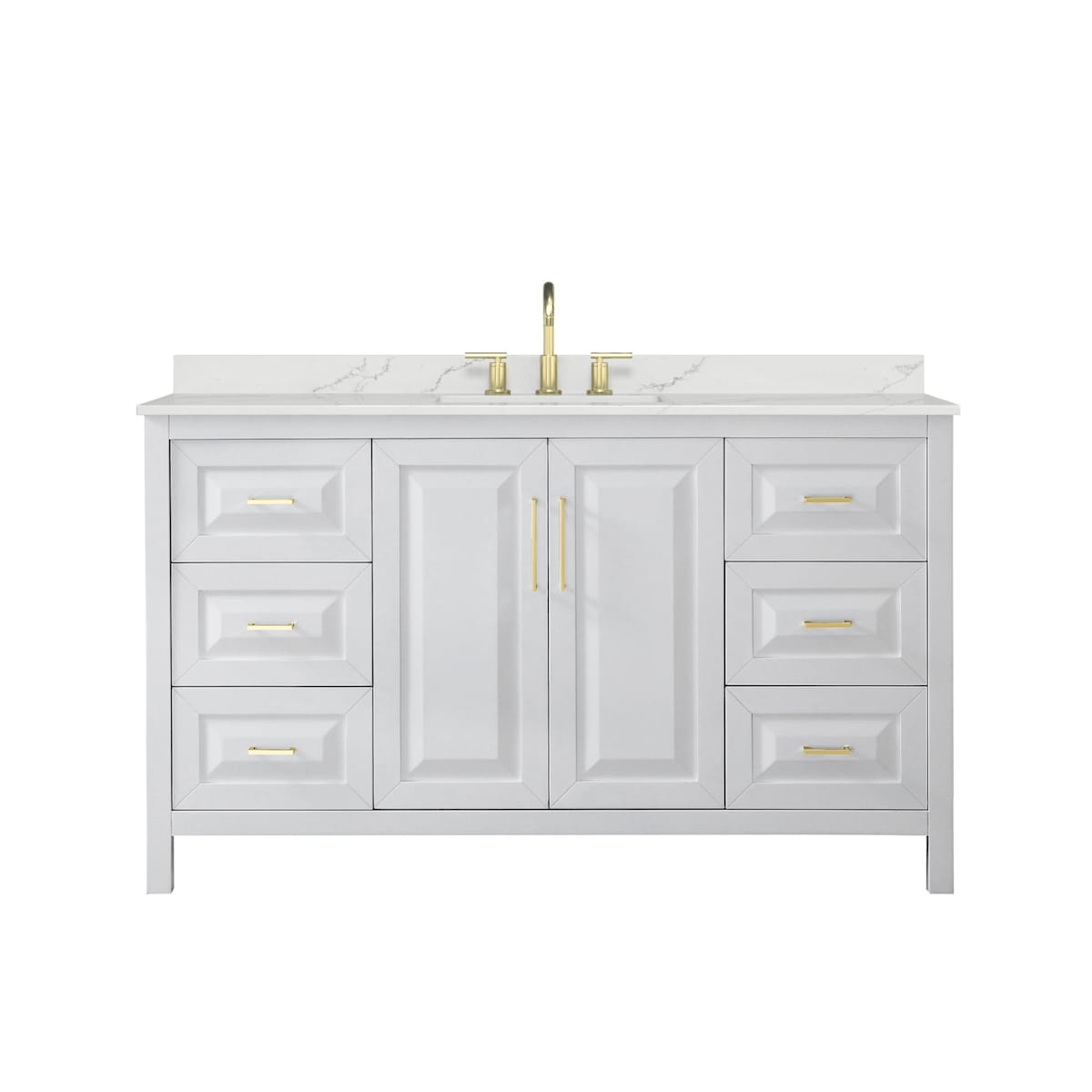 Daria 60" Free Standing Single Basin Vanity Set with Cabinet and Quartz Vanity Top