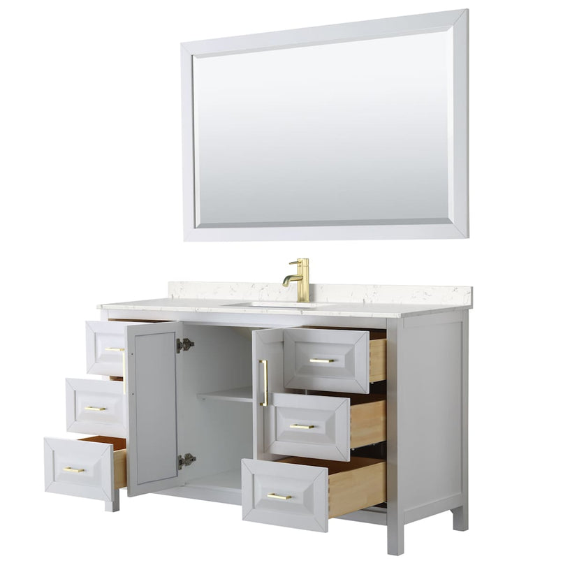 Daria 60" Free Standing Single Basin Vanity Set with Cabinet, Cultured Marble Vanity Top, and Framed Mirror - image 2