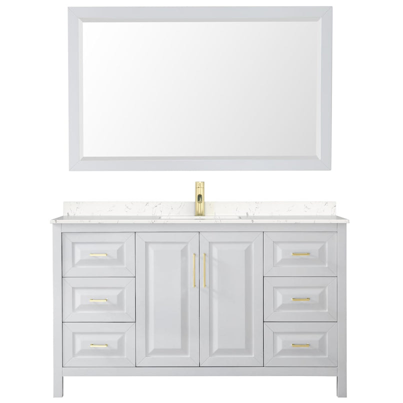 Daria 60" Free Standing Single Basin Vanity Set with Cabinet, Cultured Marble Vanity Top, and Framed Mirror - image 3