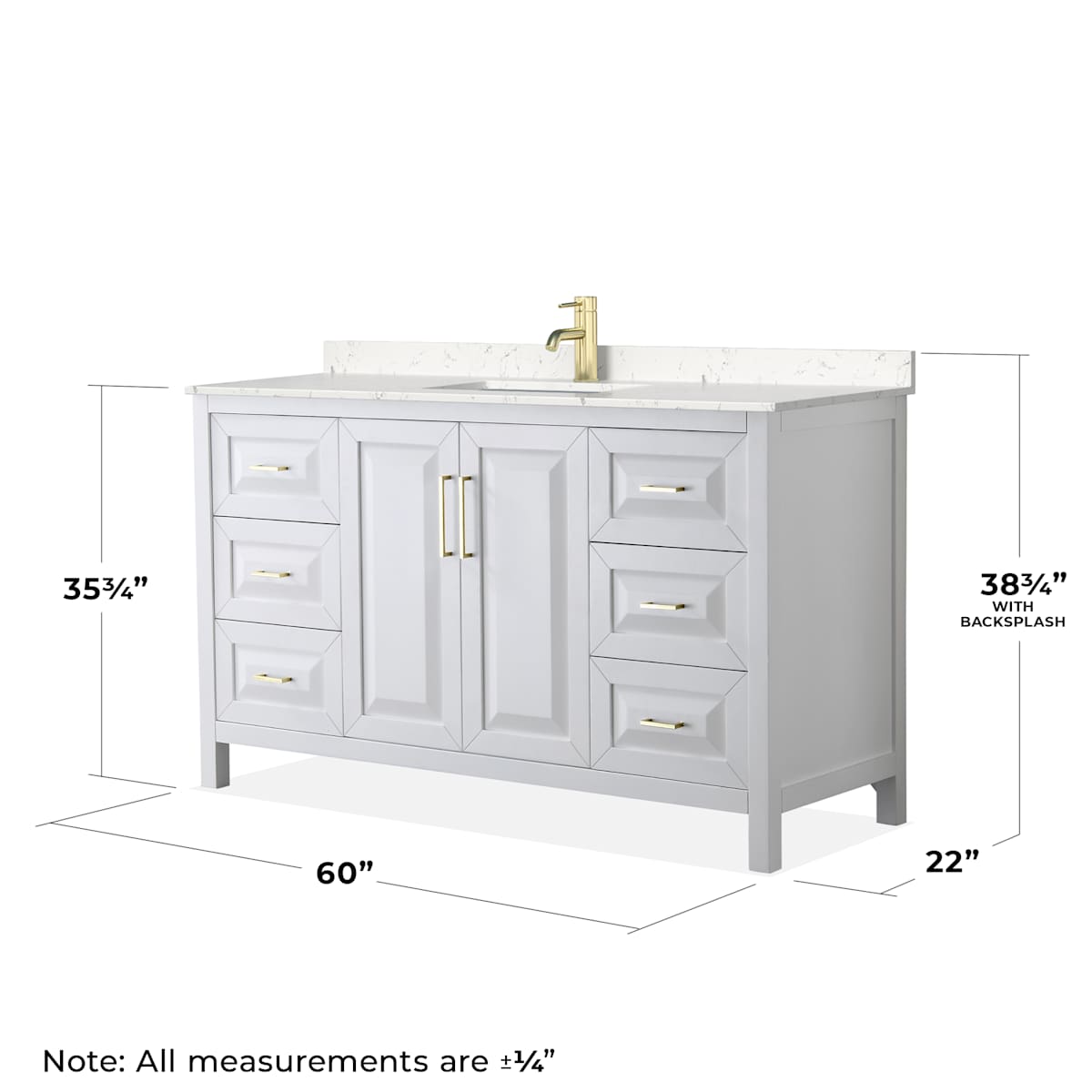 Daria 60" Free Standing Single Basin Vanity Set with Cabinet, Cultured Marble Vanity Top, and Framed Mirror