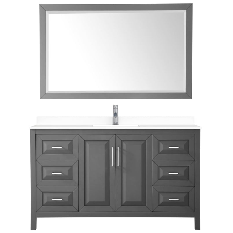 Daria 60" Free Standing Single Basin Vanity Set with Cabinet, Cultured Marble Vanity Top, and Framed Mirror - image 16