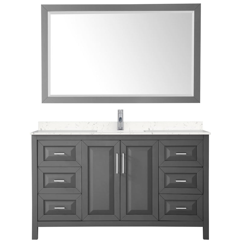 Daria 60" Free Standing Single Basin Vanity Set with Cabinet, Cultured Marble Vanity Top, and Framed Mirror - image 17