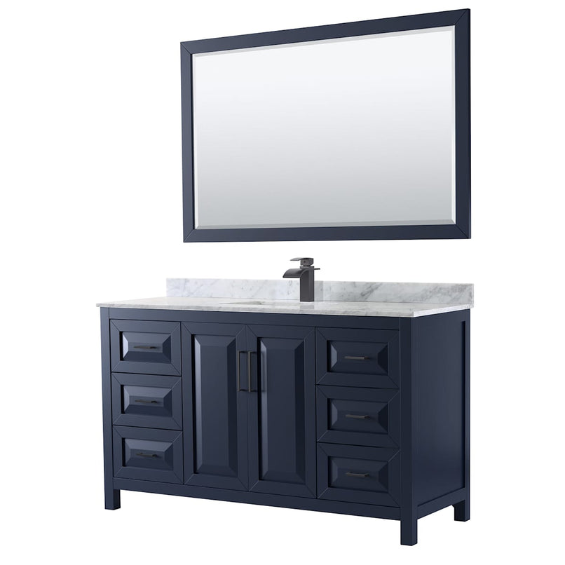 Daria 60" Free Standing Single Vanity Set with MDF Cabinet, Marble Vanity Top, Undermount Sink, and Framed Mirror - image 1
