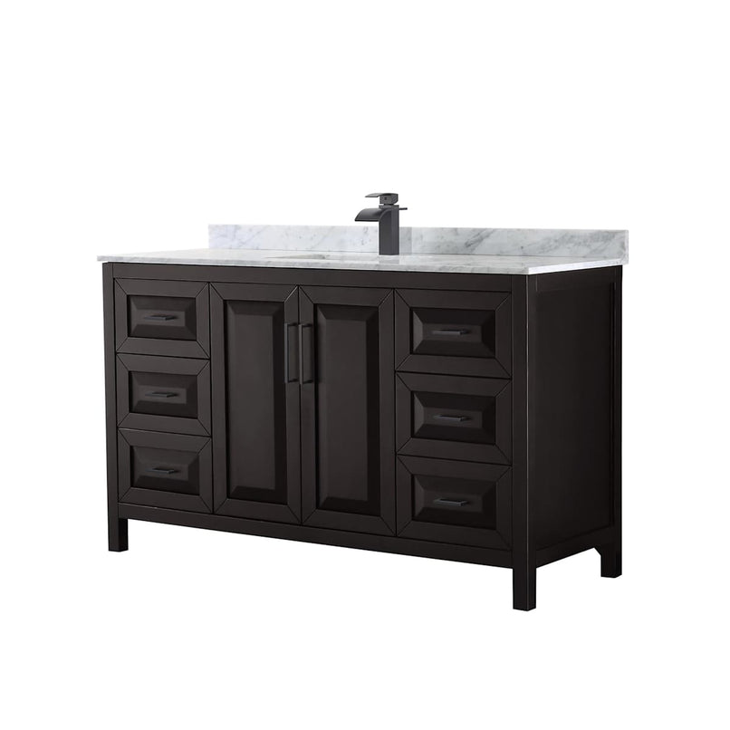 Daria 60" Free Standing Single Vanity Set with MDF Cabinet, Marble Vanity Top, and Undermount Sink - image 1