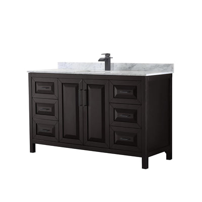 Daria 60" Free Standing Single Vanity Set with MDF Cabinet, Marble Vanity Top, and Undermount Sink - image 1
