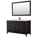 Daria 60" Free Standing Single Basin Vanity Set with Cabinet, Quartz Vanity Top, and Framed Mirror - image 1