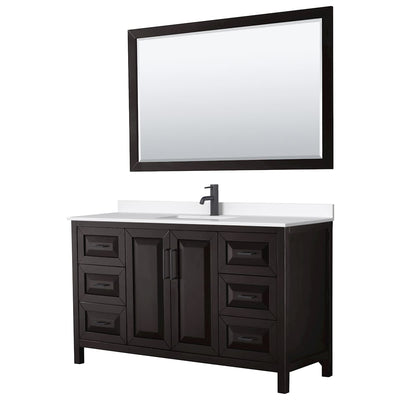 Daria 60" Free Standing Single Basin Vanity Set with Cabinet, Quartz Vanity Top, and Framed Mirror - image 1