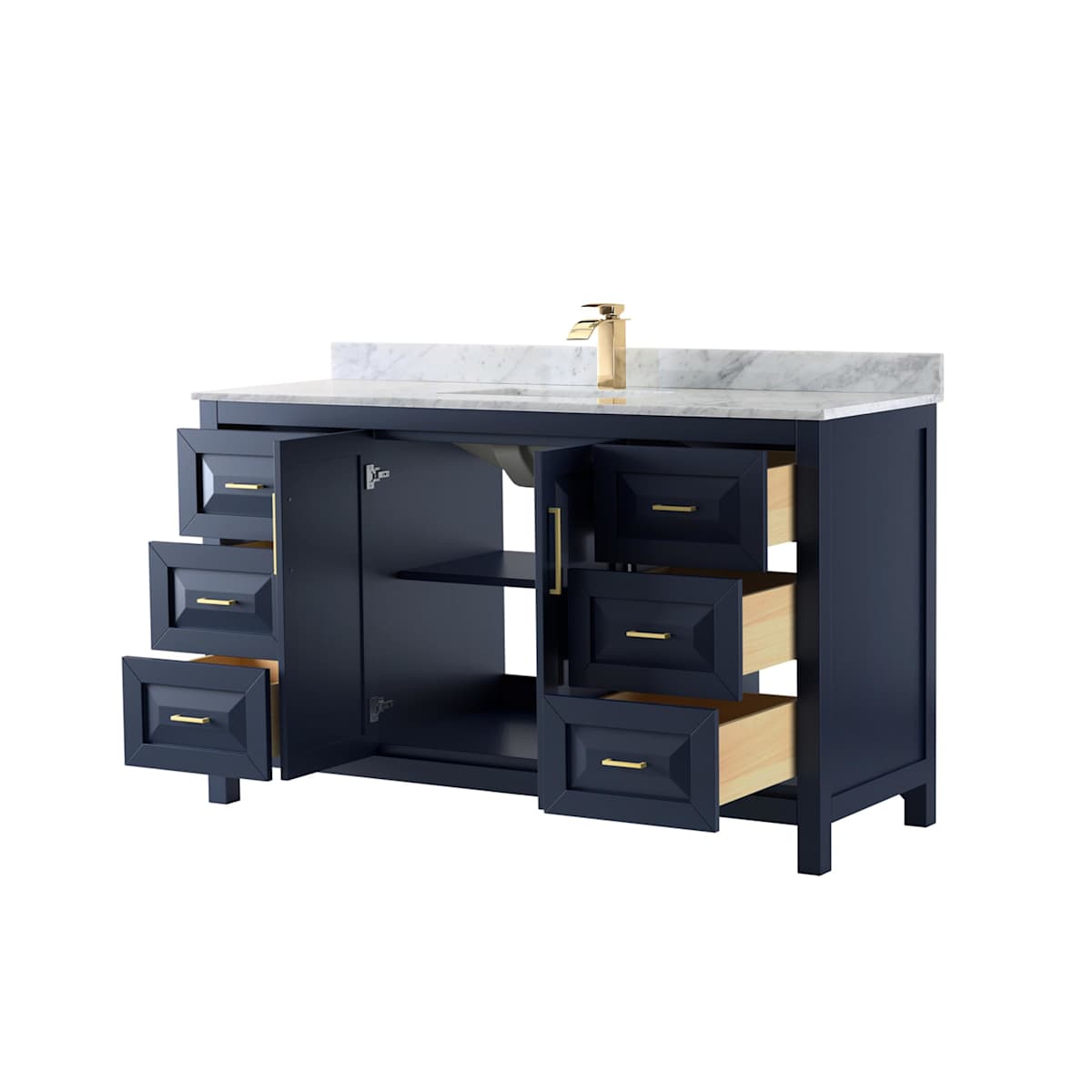 Daria 60" Free Standing Single Vanity Set with MDF Cabinet, Marble Vanity Top, and Undermount Sink