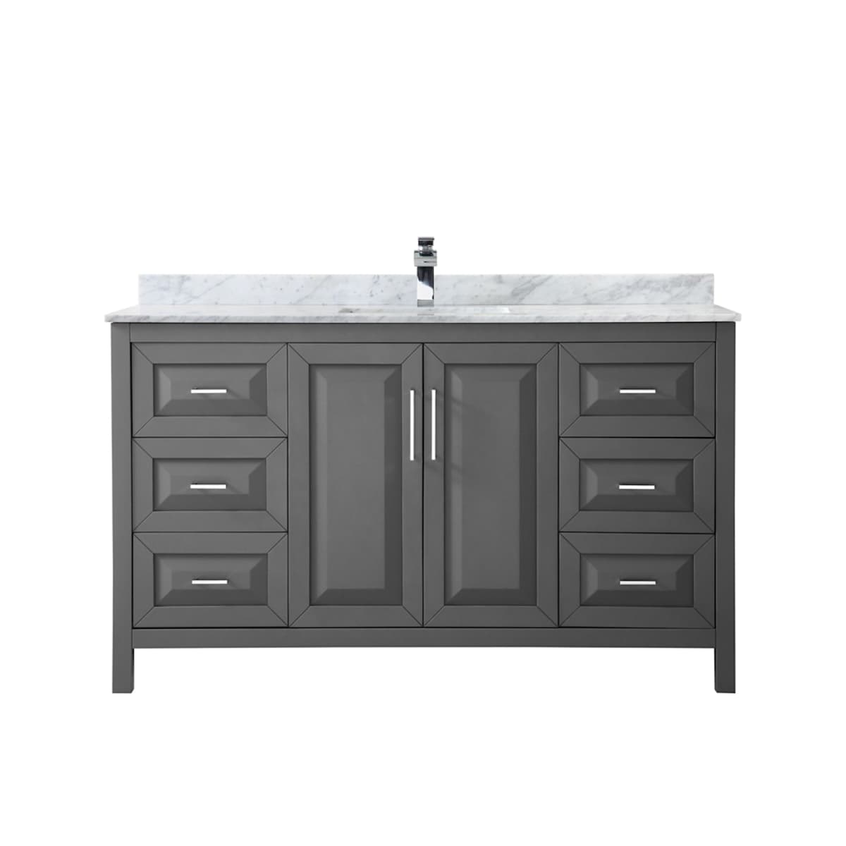 Daria 60" Free Standing Single Vanity Set with MDF Cabinet, Marble Vanity Top, and Undermount Sink