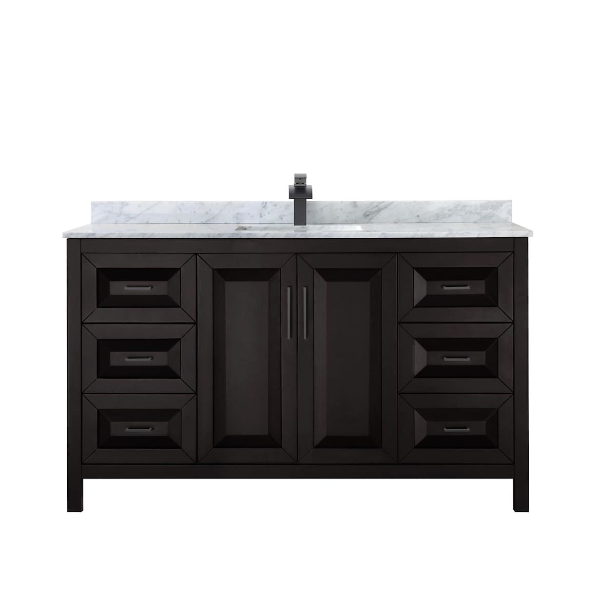 Daria 60" Free Standing Single Vanity Set with MDF Cabinet, Marble Vanity Top, and Undermount Sink