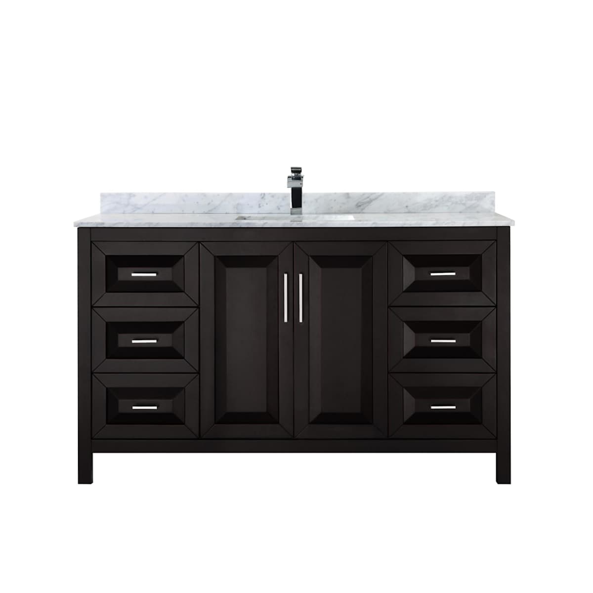 Daria 60" Free Standing Single Vanity Set with MDF Cabinet, Marble Vanity Top, and Undermount Sink