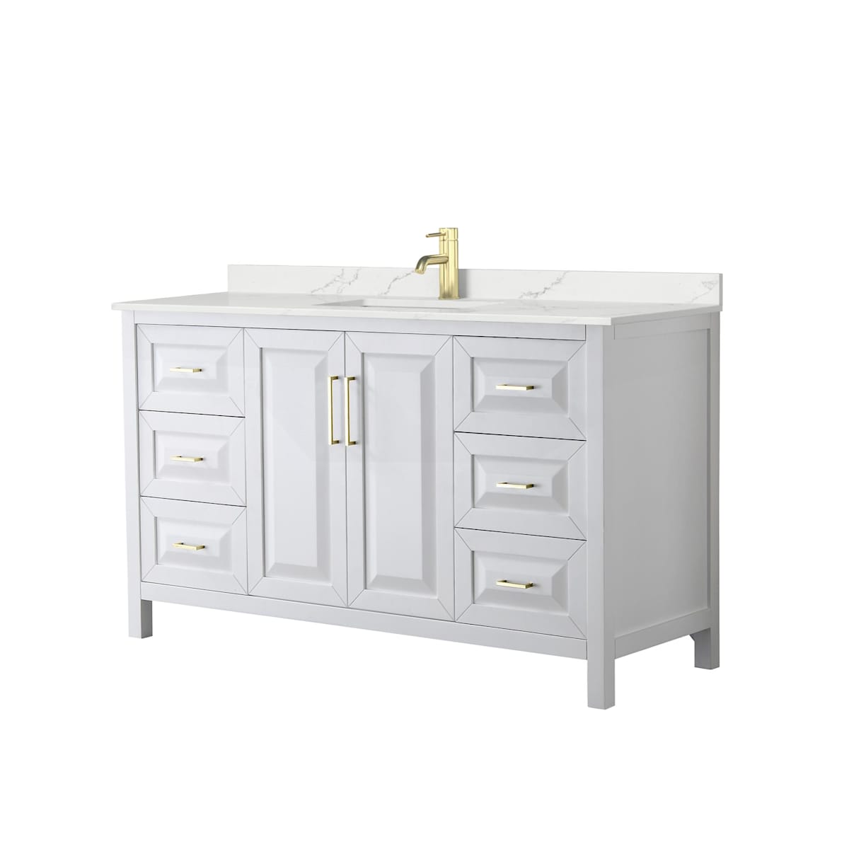 Daria 60" Free Standing Single Basin Vanity Set with Cabinet and Quartz Vanity Top