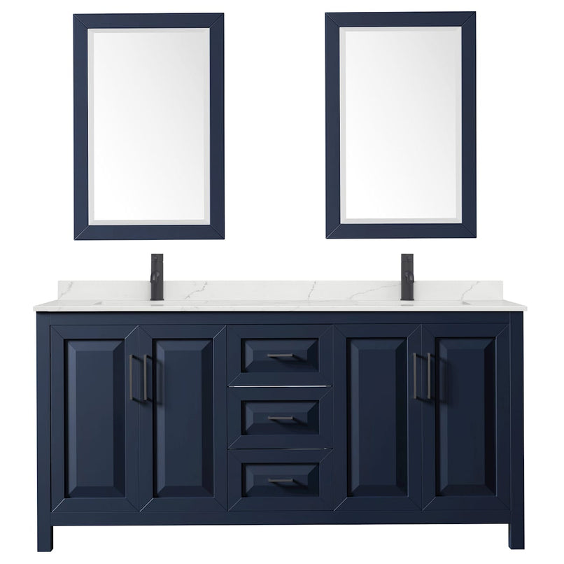 Daria 72" Free Standing Double Basin Vanity Set with Cabinet, Quartz Vanity Top, and Framed Mirror - image 3