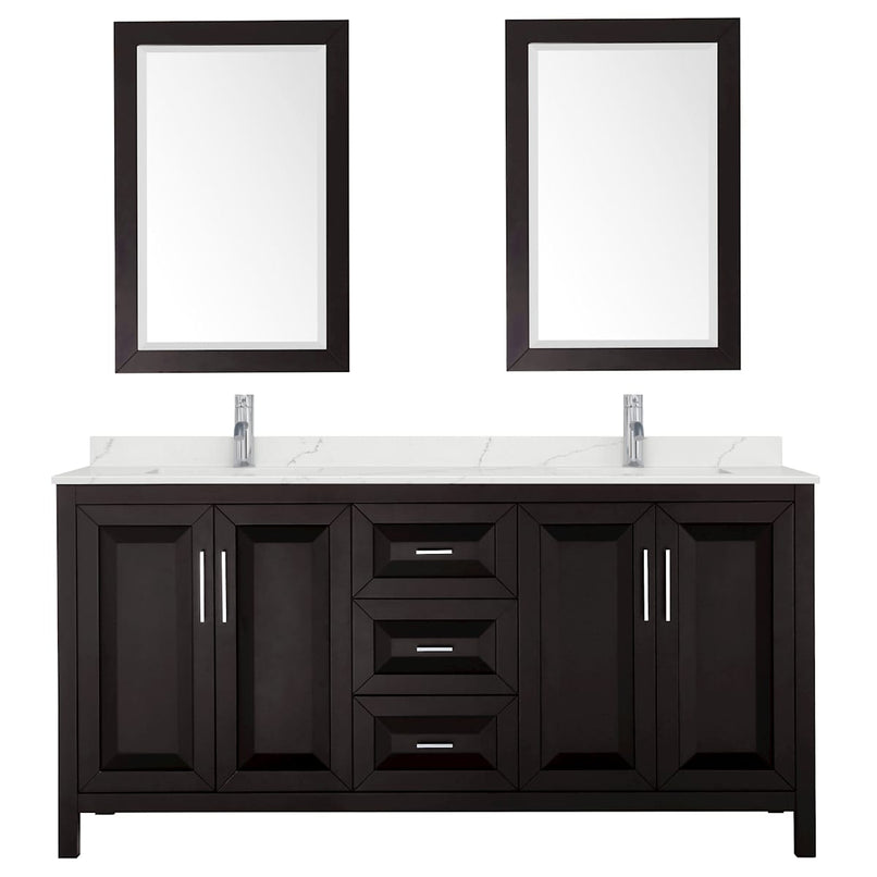 Daria 72" Free Standing Double Basin Vanity Set with Cabinet, Quartz Vanity Top, and Framed Mirror - image 9