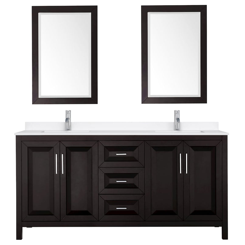 Daria 72" Free Standing Double Basin Vanity Set with Cabinet, Quartz Vanity Top, and Framed Mirror - image 11
