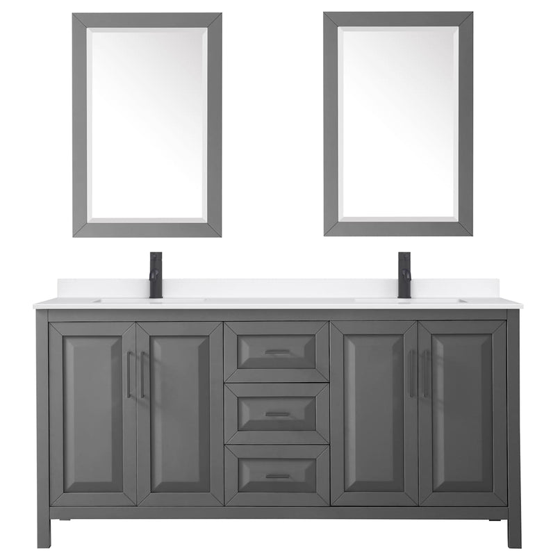 Daria 72" Free Standing Double Basin Vanity Set with Cabinet, Quartz Vanity Top, and Framed Mirror - image 14