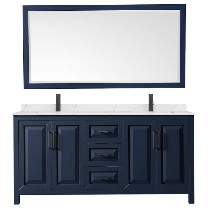 Daria 72" Free Standing Double Basin Vanity Set with Cabinet, Quartz Vanity Top, and Framed Mirror - image 3