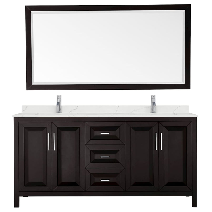 Daria 72" Free Standing Double Basin Vanity Set with Cabinet, Quartz Vanity Top, and Framed Mirror - image 11