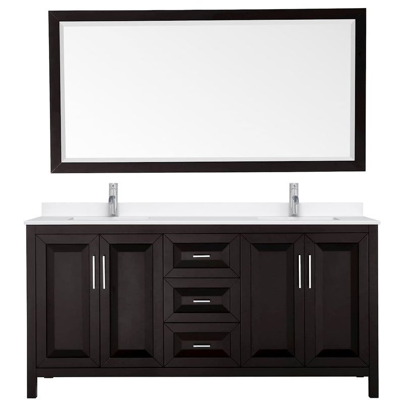 Daria 72" Free Standing Double Basin Vanity Set with Cabinet, Quartz Vanity Top, and Framed Mirror - image 13