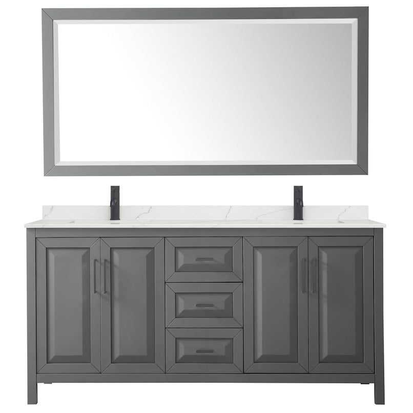 Daria 72" Free Standing Double Basin Vanity Set with Cabinet, Quartz Vanity Top, and Framed Mirror - image 14