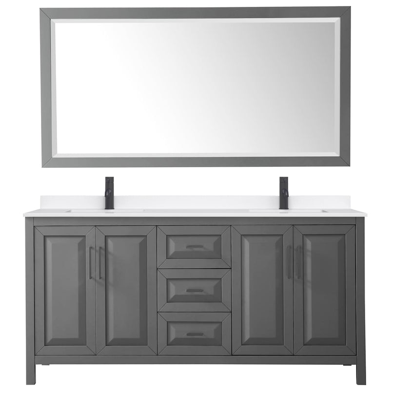 Daria 72" Free Standing Double Basin Vanity Set with Cabinet, Quartz Vanity Top, and Framed Mirror - image 16
