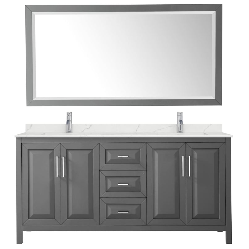 Daria 72" Free Standing Double Basin Vanity Set with Cabinet, Quartz Vanity Top, and Framed Mirror - image 17