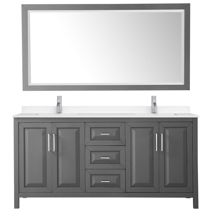 Daria 72" Free Standing Double Basin Vanity Set with Cabinet, Quartz Vanity Top, and Framed Mirror - image 18