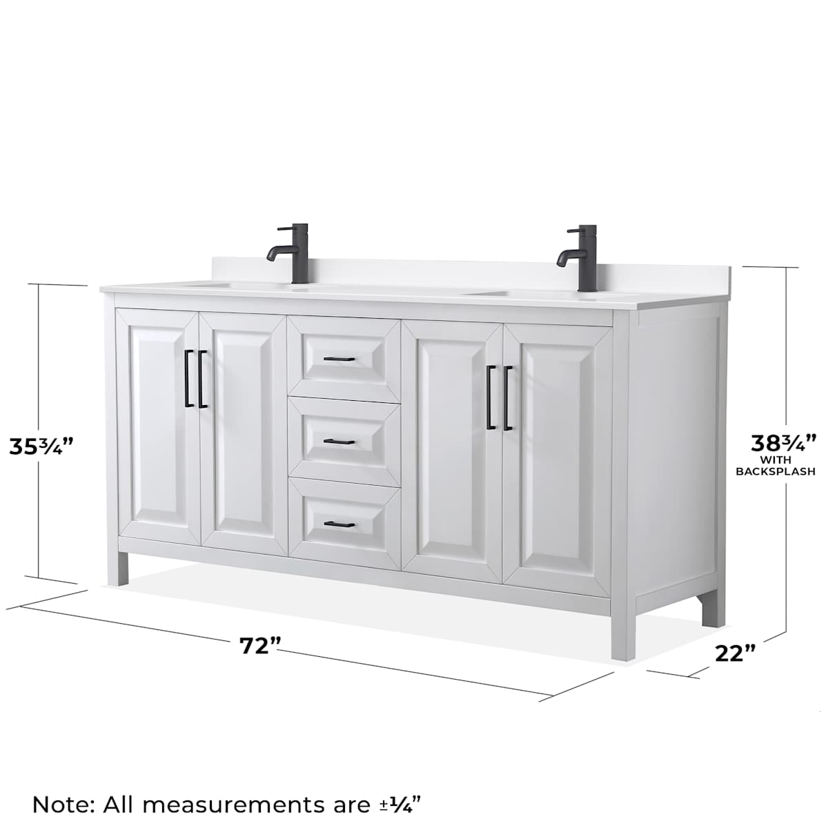Daria 72" Free Standing Double Basin Vanity Set with Cabinet, Quartz Vanity Top, and Medicine Cabinet