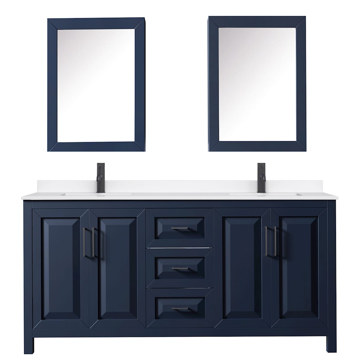 Daria 72" Free Standing Double Basin Vanity Set with Cabinet, Quartz Vanity Top, and Medicine Cabinet - image 8