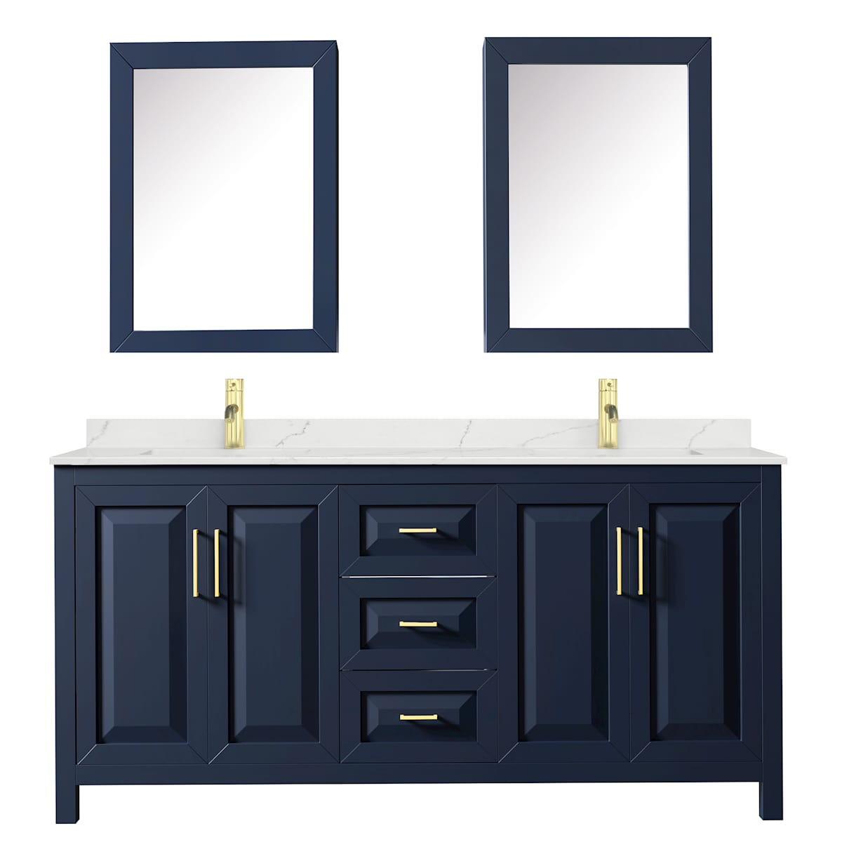 Daria 72" Free Standing Double Basin Vanity Set with Cabinet, Quartz Vanity Top, and Medicine Cabinet