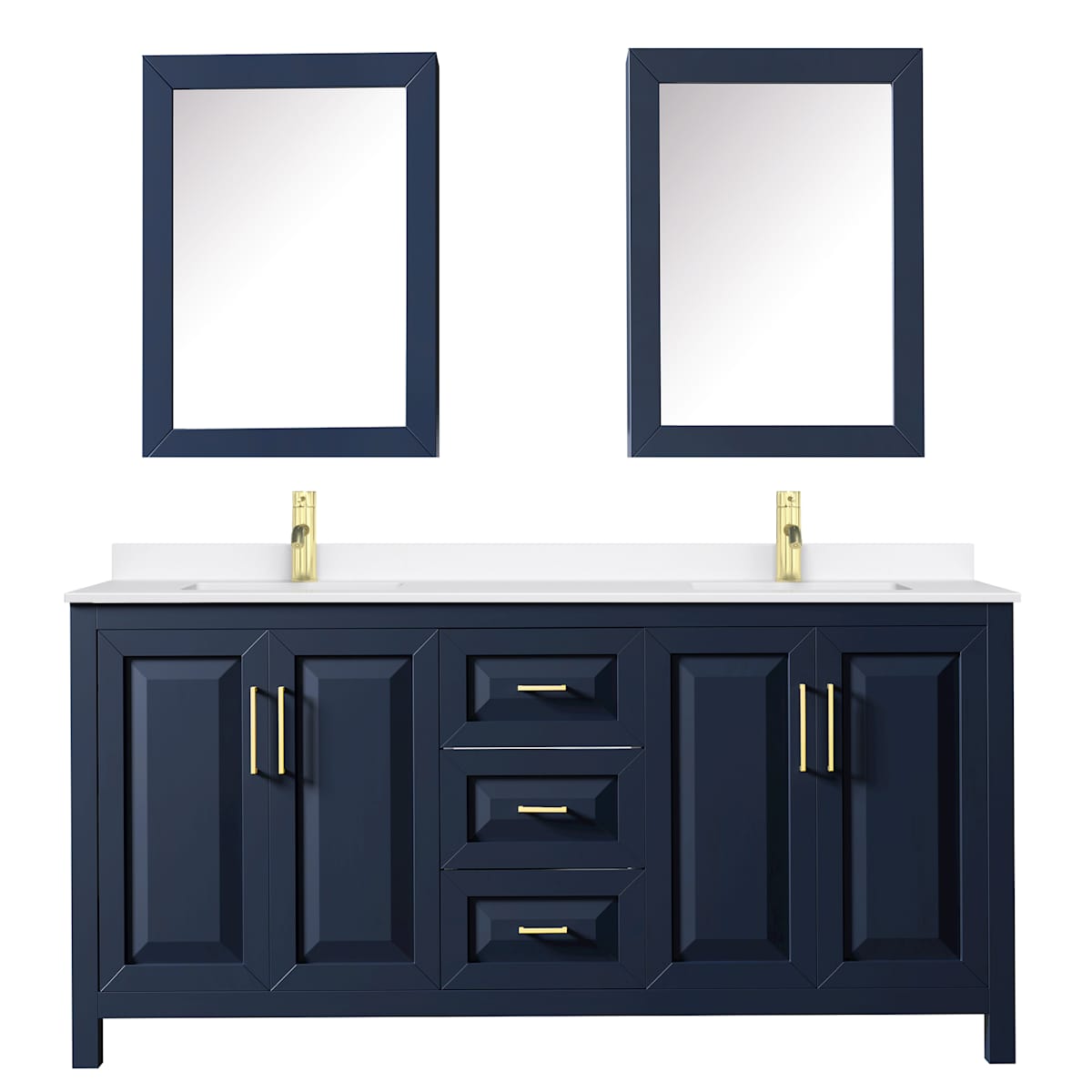 Daria 72" Free Standing Double Basin Vanity Set with Cabinet, Quartz Vanity Top, and Medicine Cabinet