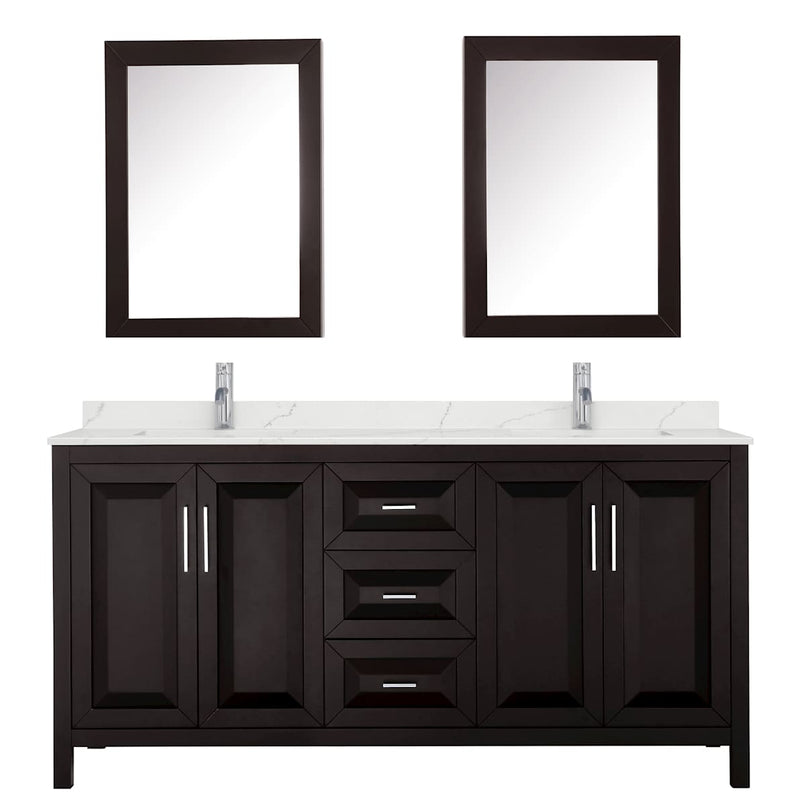 Daria 72" Free Standing Double Basin Vanity Set with Cabinet, Quartz Vanity Top, and Medicine Cabinet - image 11