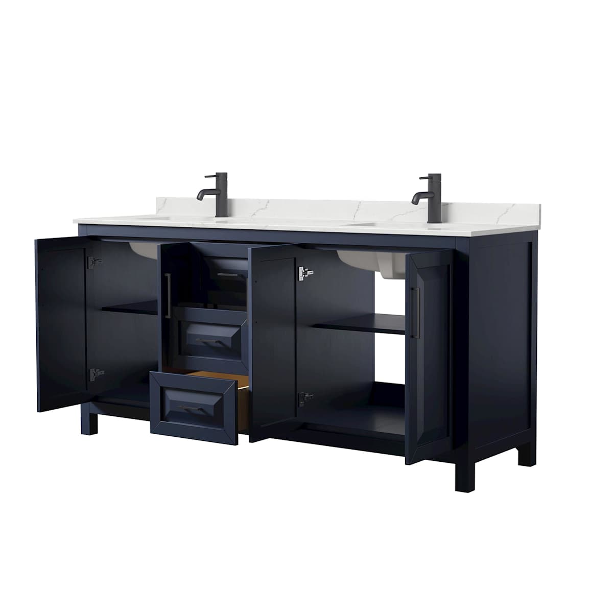 Daria 72" Free Standing Double Basin Vanity Set with Cabinet and Quartz Vanity Top