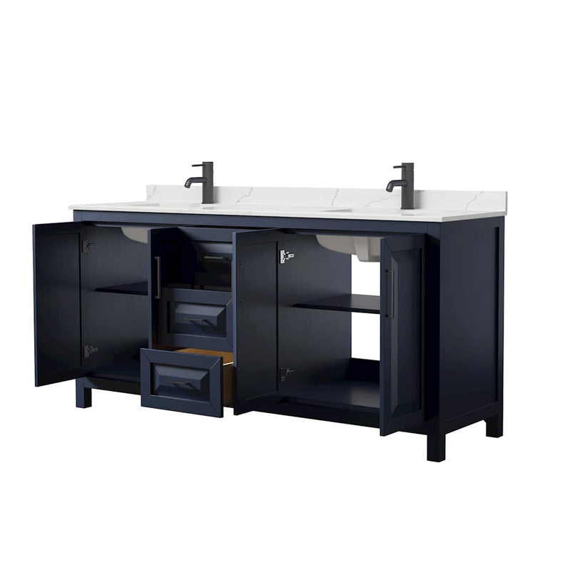 Daria 72" Free Standing Double Basin Vanity Set with Cabinet and Quartz Vanity Top - image 2