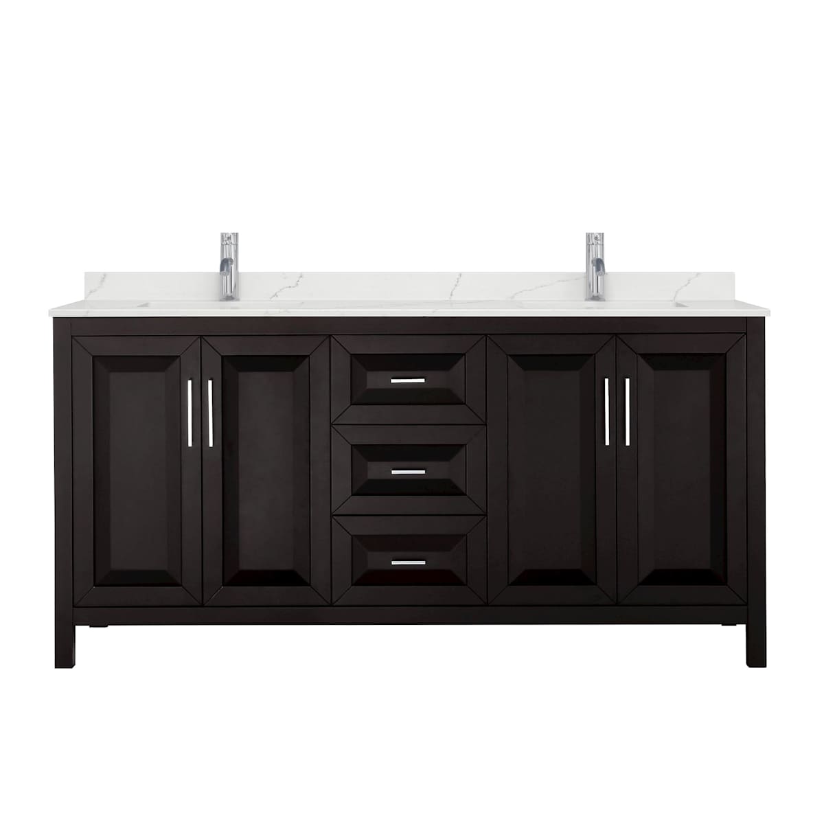 Daria 72" Free Standing Double Basin Vanity Set with Cabinet and Quartz Vanity Top