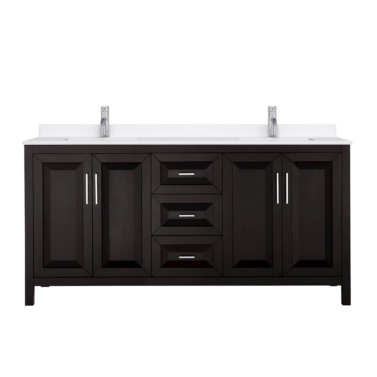 Daria 72" Free Standing Double Basin Vanity Set with Cabinet and Quartz Vanity Top