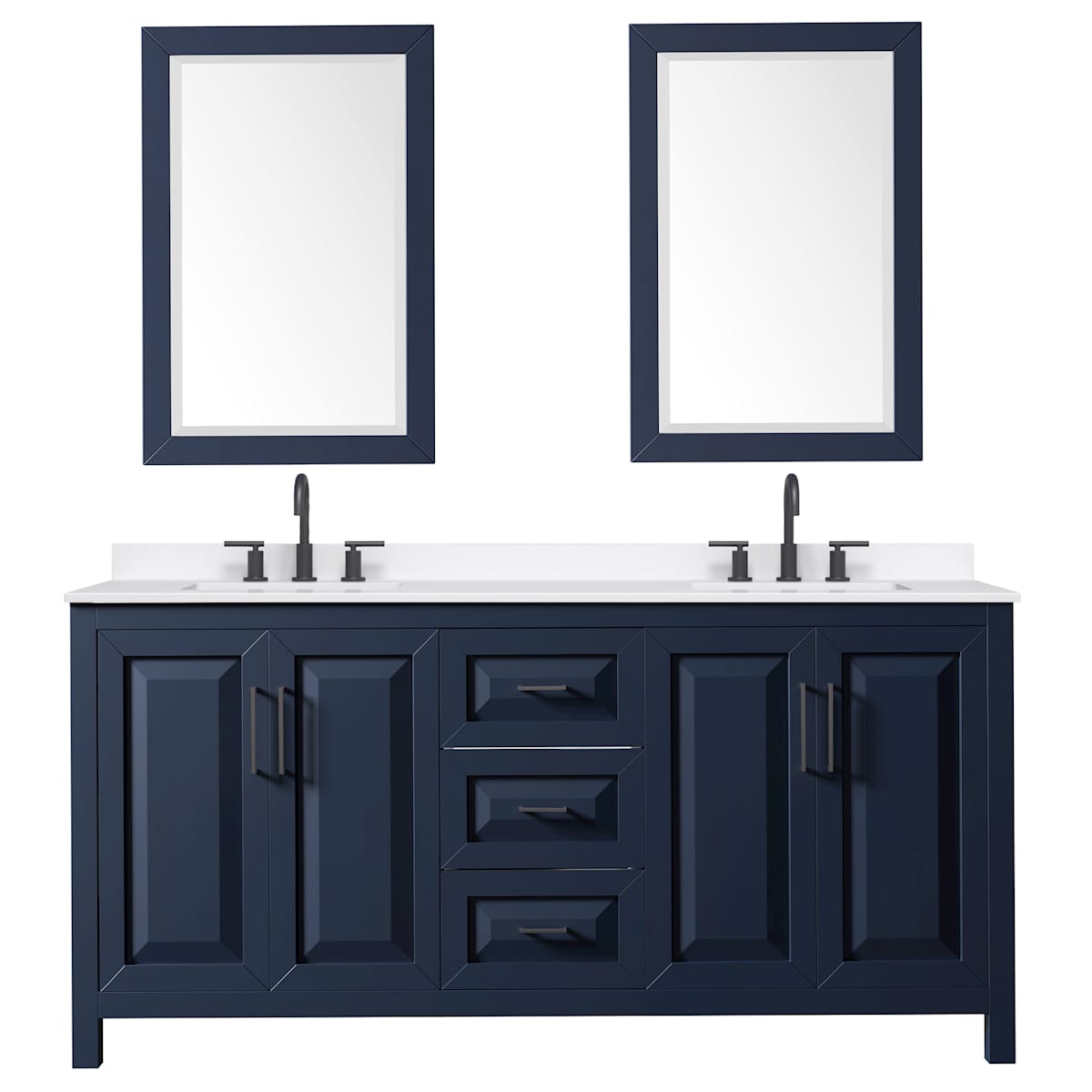Daria 72" Free Standing Double Basin Vanity Set with Cabinet, Quartz Vanity Top, and Framed Mirror - image 8