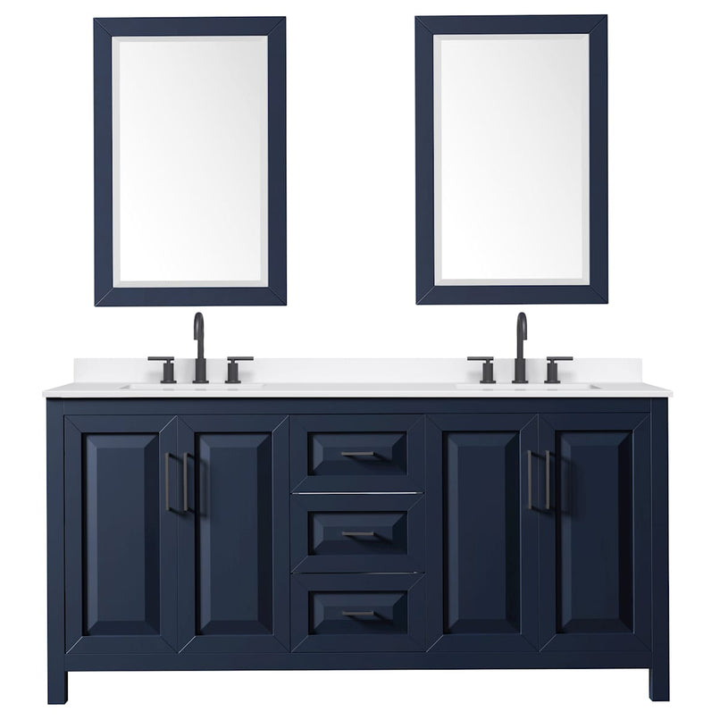 Daria 72" Free Standing Double Basin Vanity Set with Cabinet, Quartz Vanity Top, and Framed Mirror - image 8