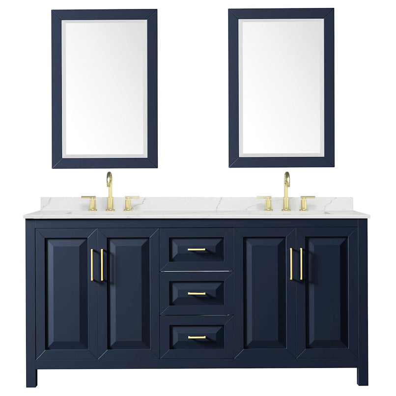 Daria 72" Free Standing Double Basin Vanity Set with Cabinet, Quartz Vanity Top, and Framed Mirror - image 9