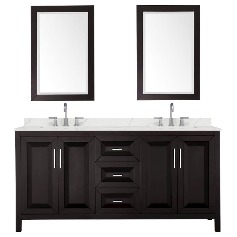 Daria 72" Free Standing Double Basin Vanity Set with Cabinet, Quartz Vanity Top, and Framed Mirror - image 10