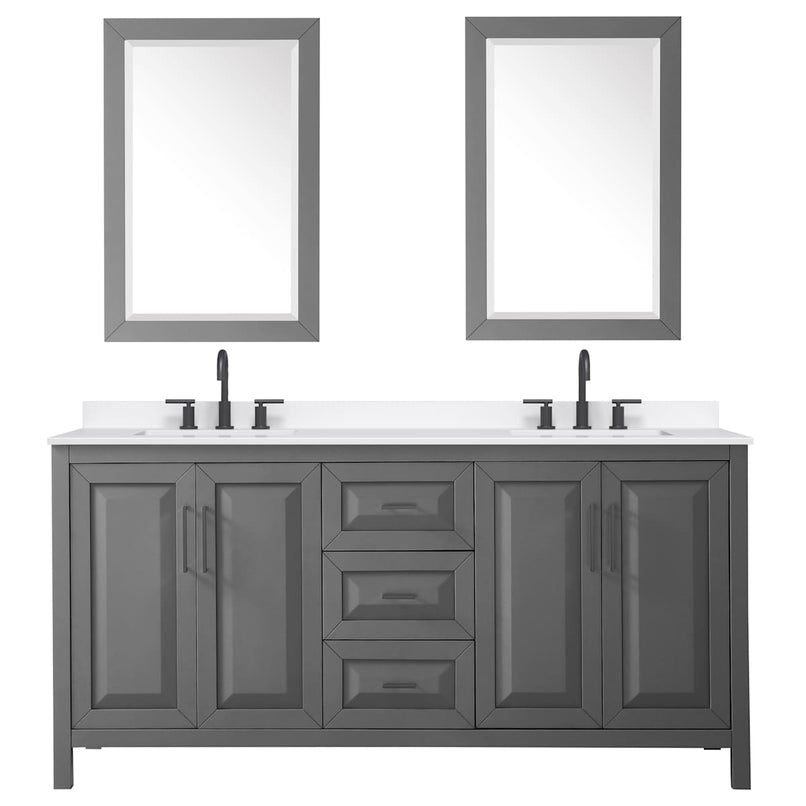 Daria 72" Free Standing Double Basin Vanity Set with Cabinet, Quartz Vanity Top, and Framed Mirror - image 15