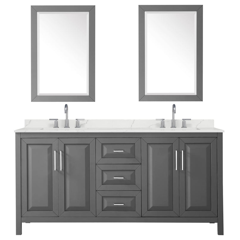 Daria 72" Free Standing Double Basin Vanity Set with Cabinet, Quartz Vanity Top, and Framed Mirror - image 16
