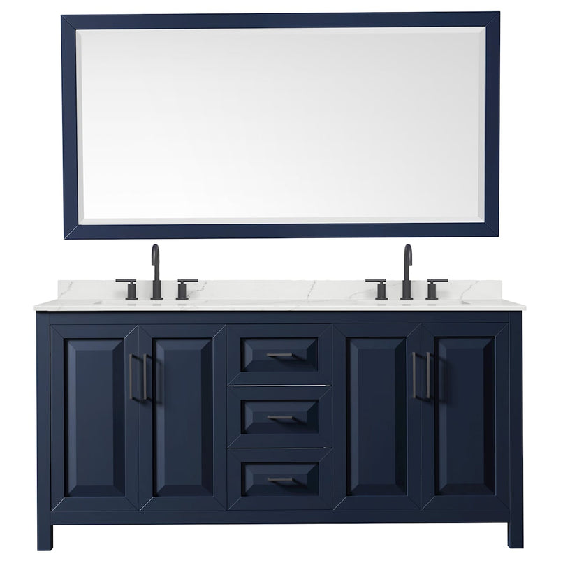 Daria 72" Free Standing Double Basin Vanity Set with Cabinet, Quartz Vanity Top, and Framed Mirror - image 3