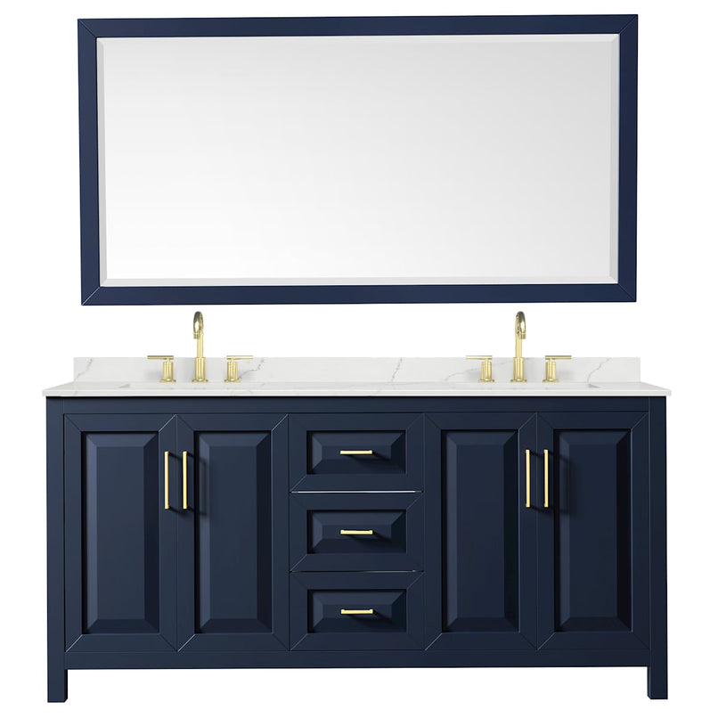 Daria 72" Free Standing Double Basin Vanity Set with Cabinet, Quartz Vanity Top, and Framed Mirror - image 9