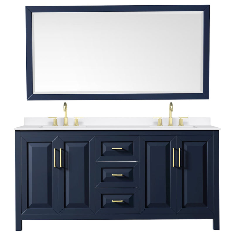 Daria 72" Free Standing Double Basin Vanity Set with Cabinet, Quartz Vanity Top, and Framed Mirror - image 10