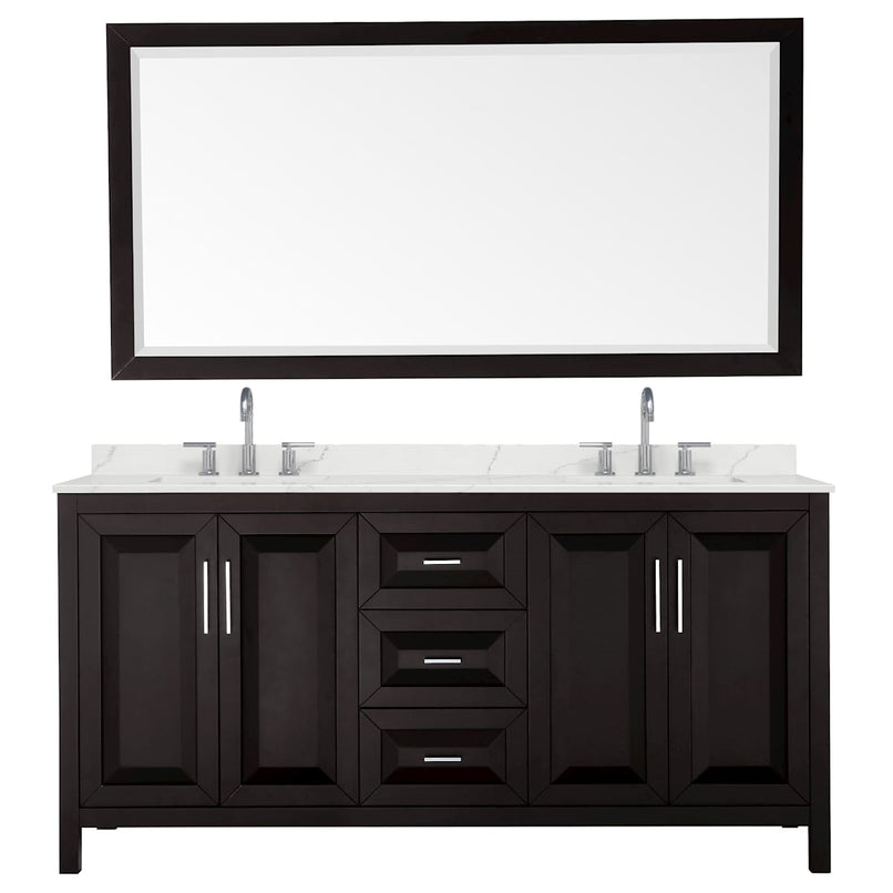 Daria 72" Free Standing Double Basin Vanity Set with Cabinet, Quartz Vanity Top, and Framed Mirror - image 11