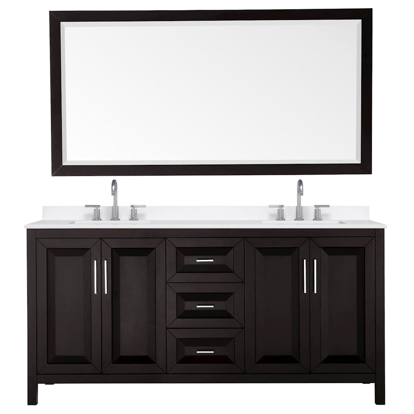 Daria 72" Free Standing Double Basin Vanity Set with Cabinet, Quartz Vanity Top, and Framed Mirror - image 13