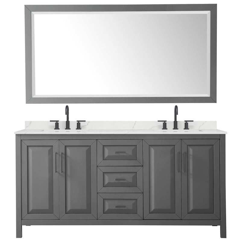 Daria 72" Free Standing Double Basin Vanity Set with Cabinet, Quartz Vanity Top, and Framed Mirror - image 15