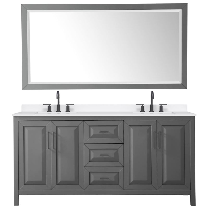 Daria 72" Free Standing Double Basin Vanity Set with Cabinet, Quartz Vanity Top, and Framed Mirror - image 17