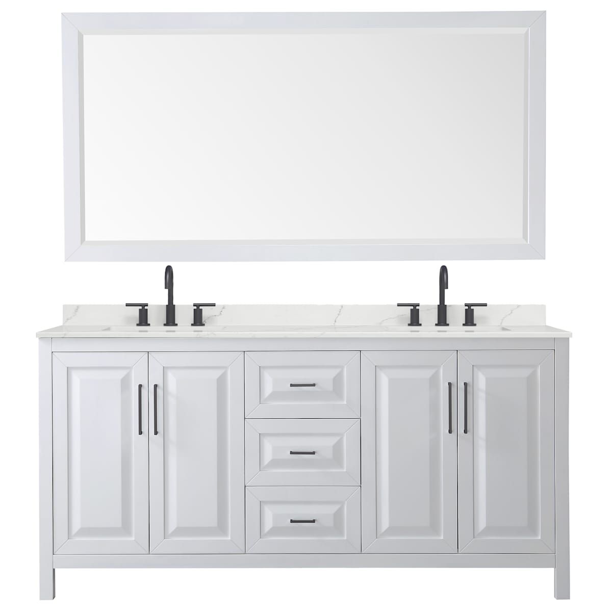 Daria 72" Free Standing Double Basin Vanity Set with Cabinet, Quartz Vanity Top, and Framed Mirror - image 18